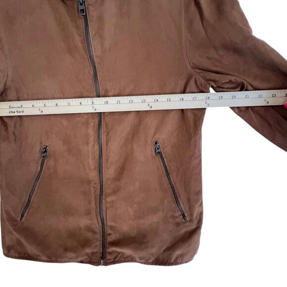Zara Man Faux Suede Zip Jacket Shirt Men’s Small Brown Overshirt Shacket - Picture 11 of 13